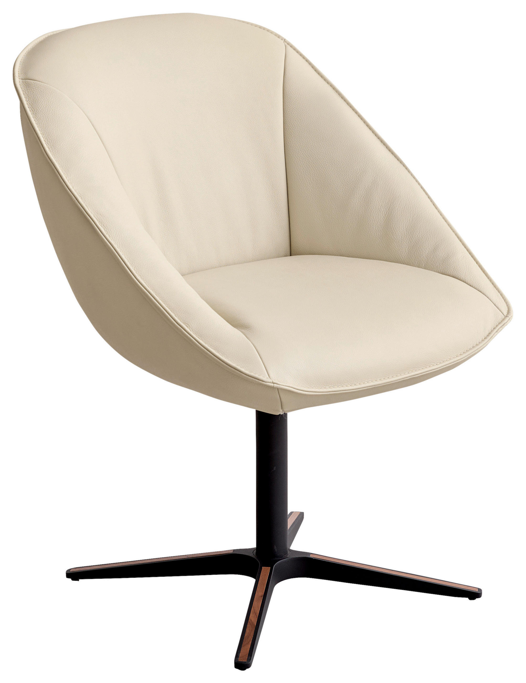 ARMLEHNSTUHL  in Echtleder pigmentiert  - Creme/Schwarz, Design, Leder/Holz (63/88/70cm) - Koinor