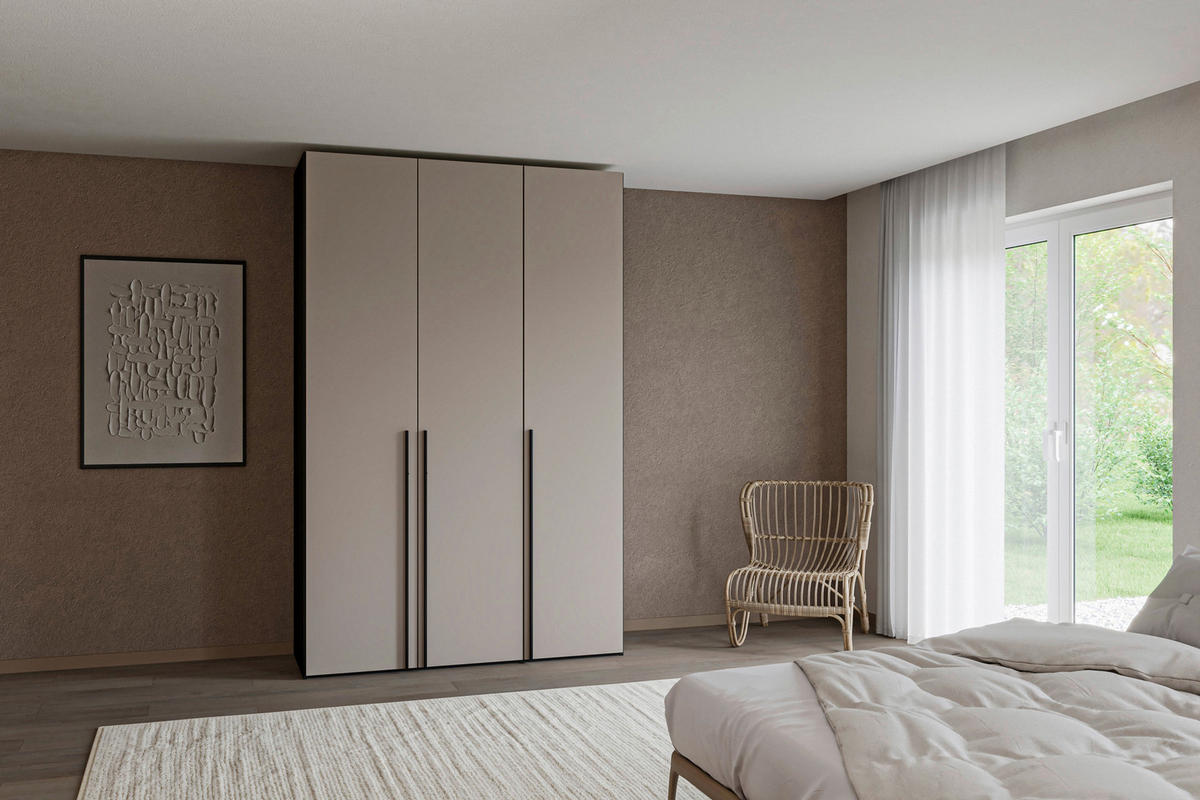 DREHTÜRENSCHRANK 152/236/59 cm,  in Schwarz, Hellbraun, 3-türig  - Hellbraun/Schwarz, Design, Holzwerkstoff/Metall (152/236/59cm) - Jutzler
