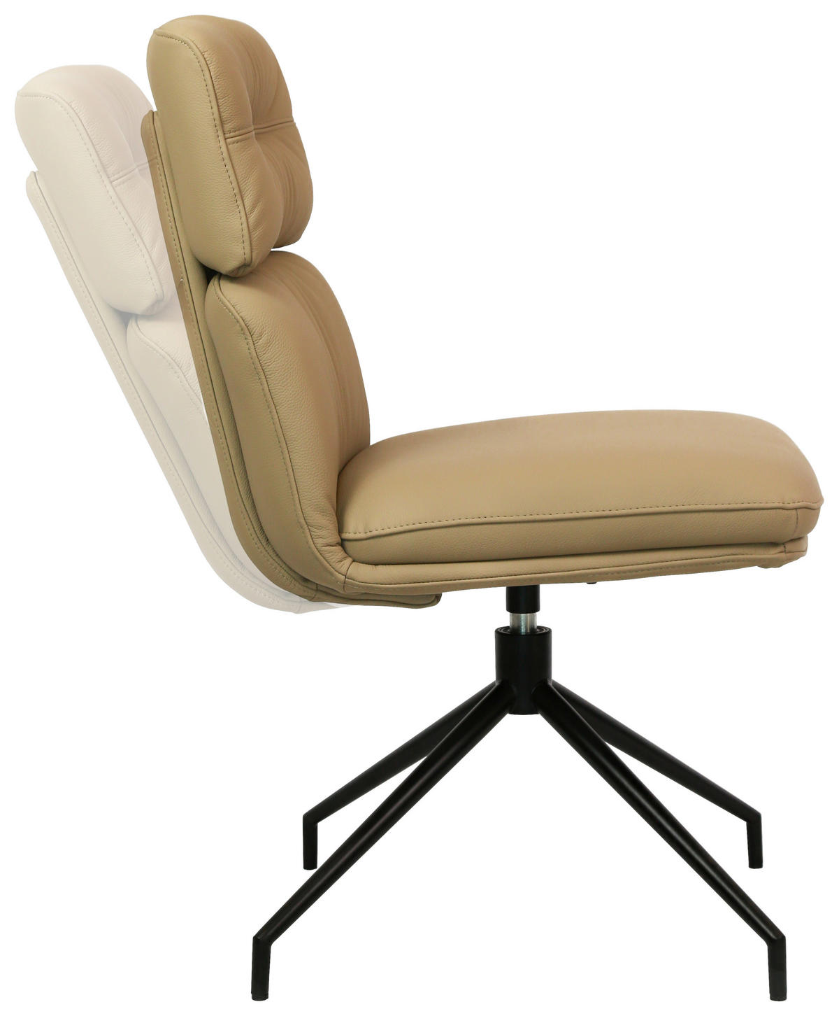 STUHL Echtleder Schwarz, Hellbraun  - Hellbraun/Schwarz, Design, Leder/Metall (50/92/64,5cm) - Dieter Knoll