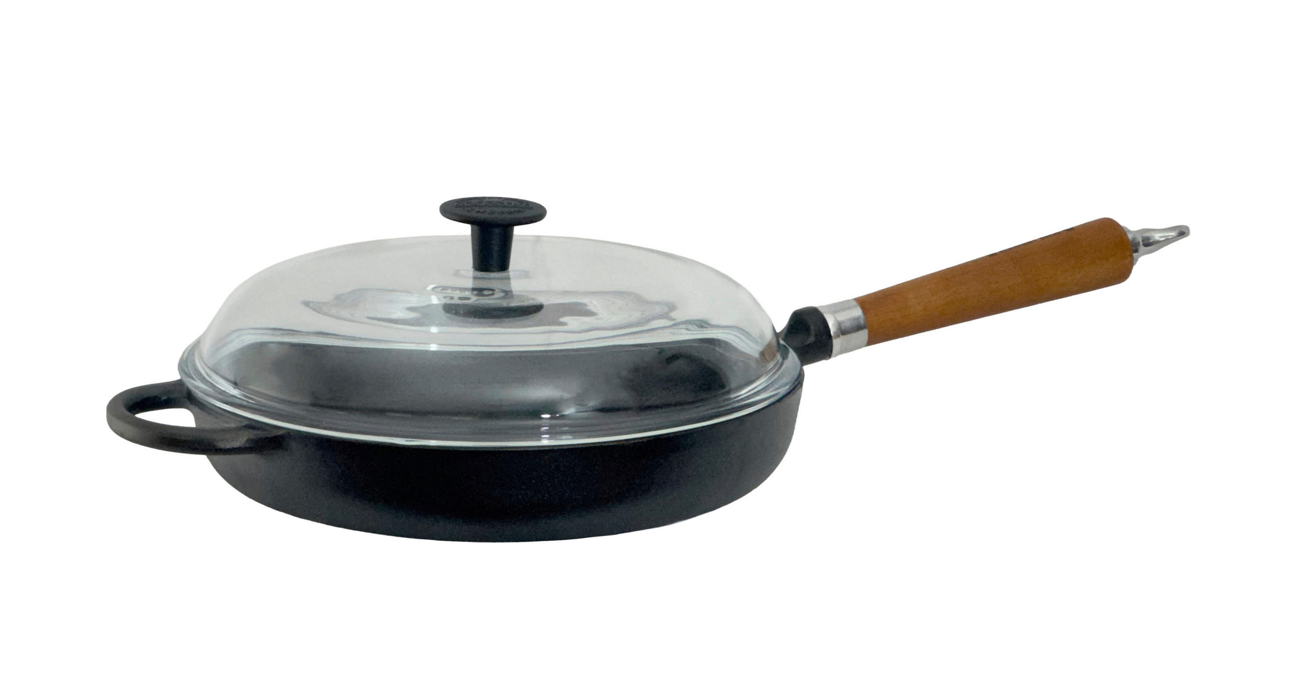 BRATPFANNE  - Transparent/Schwarz, Basics, Glas/Holz (56/28/13cm)