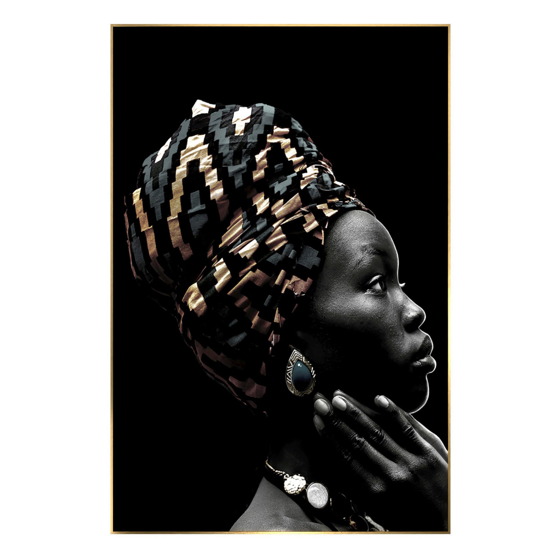 GLASBILD Frauen 80/120 cm  - Goldfarben/Schwarz, Basics, Glas/Holz (80/120cm)