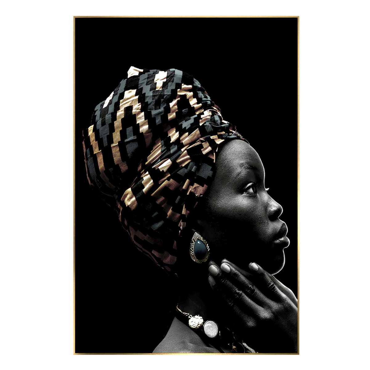 GLASBILD Frauen 80/120 cm  - Goldfarben/Schwarz, Basics, Glas/Holz (80/120cm)