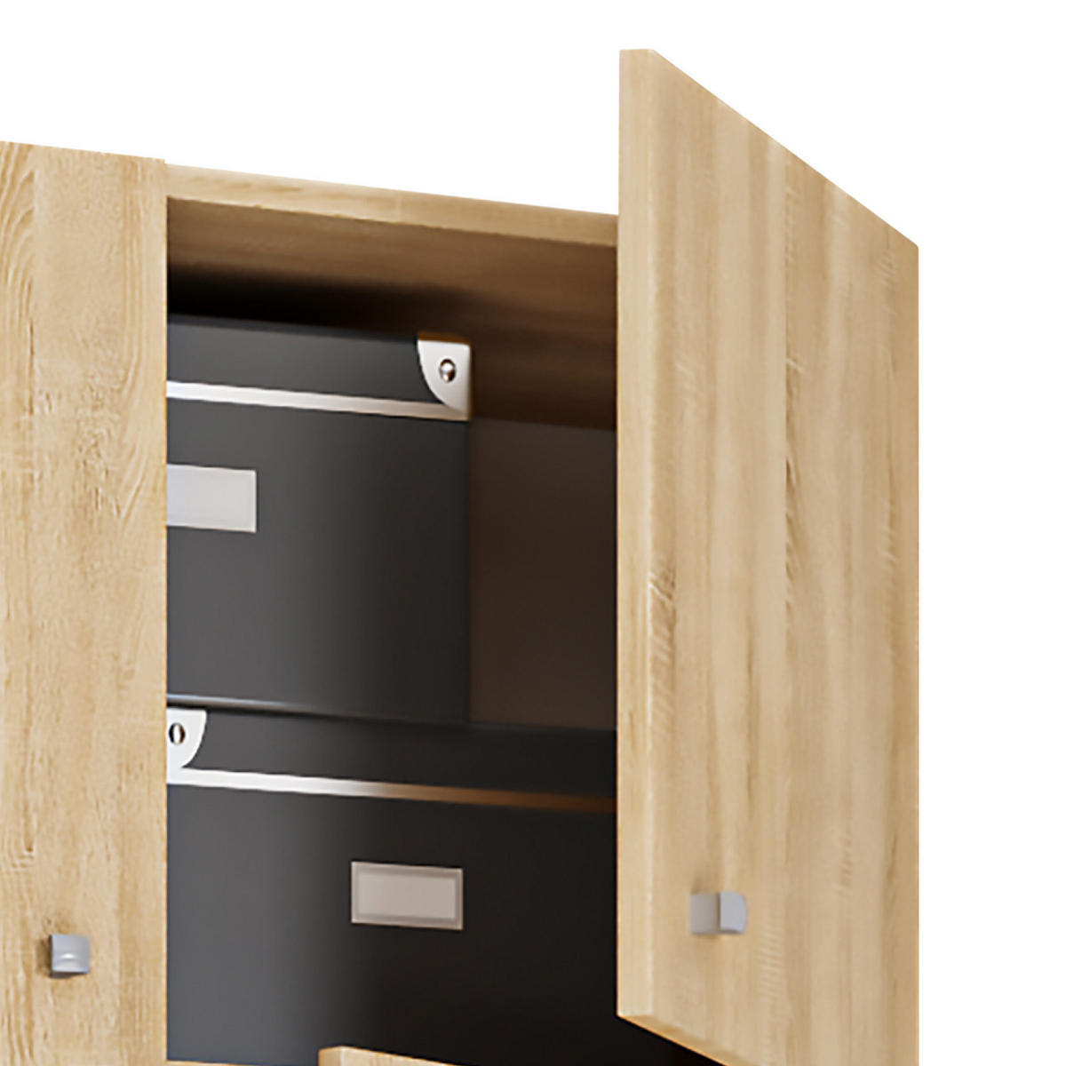 MEHRZWECKSCHRANK 70/223/39 cm  in Sonoma Eiche  - Schwarz/Grau, MODERN, Holzwerkstoff/Kunststoff (70/223/39cm) - MID.YOU
