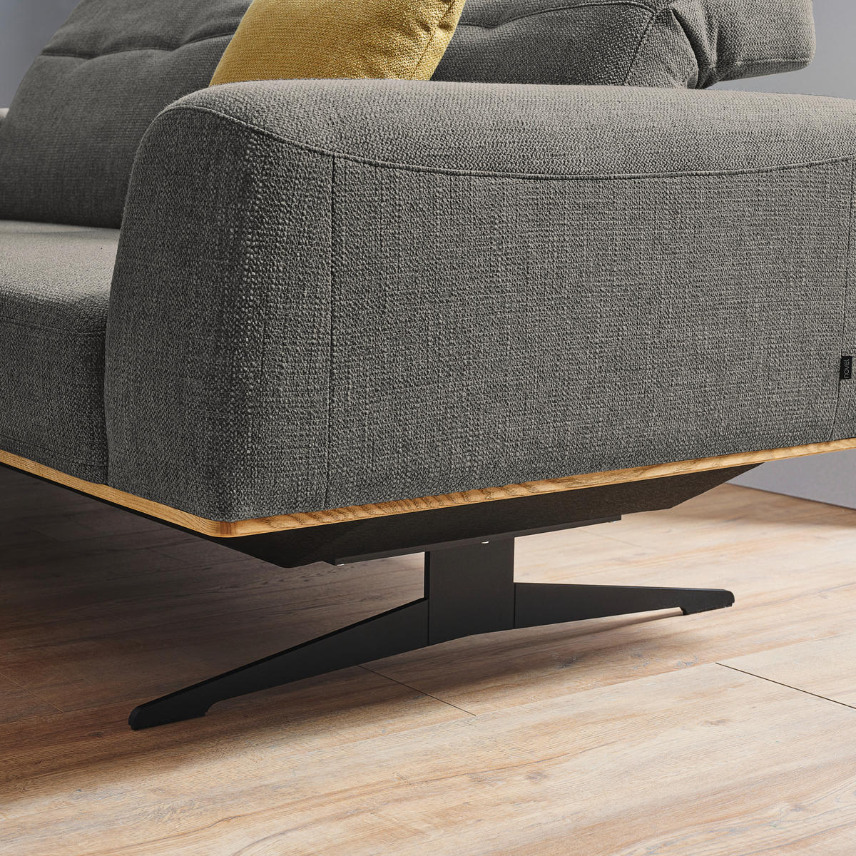 2-SITZER-SOFA in Struktur Dunkelgrau  - Dunkelgrau/Schwarz, Design, Textil/Metall (174/76-97/102cm) - Novel