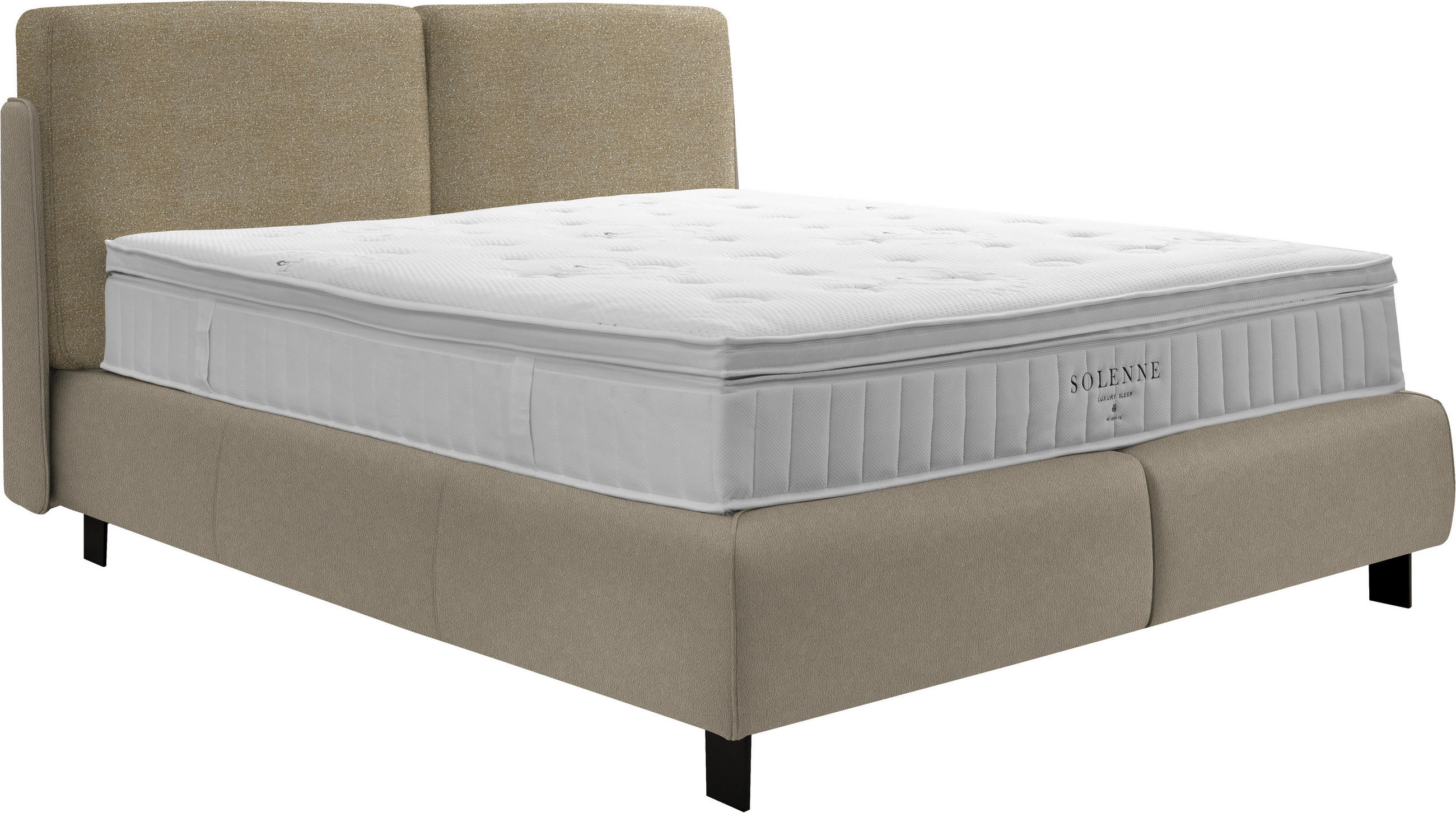 BOXSPRINGBETT 200/200 cm  in Beige  - Beige/Schwarz, Design, Textil/Metall (200/200cm) - Johann Jakob