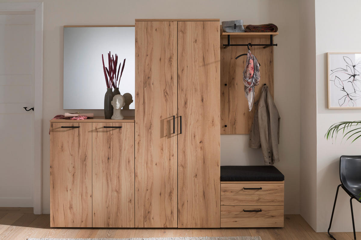GARDEROBE 6-teilig  in 220/200/38 cm  - Buchefarben, Konventionell, Holzwerkstoff (220/200/38cm) - Moderano
