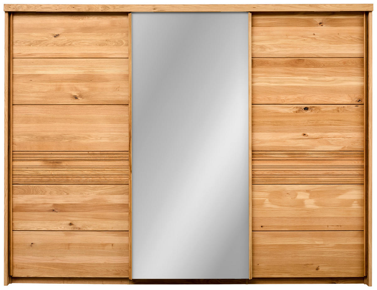 SCHWEBETÜRENSCHRANK 285/216/70 cm 3 Tür(en)-türig Wildeiche  - Wildeiche, Design, Glas/Holz (285/216/70cm) - Linea Natura