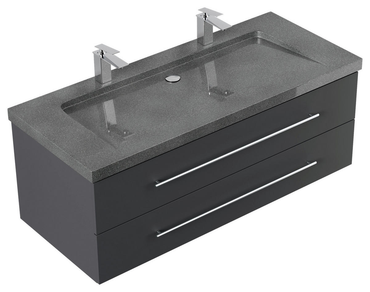 WASCHTISCHKOMBI 130 cm  - Graphitfarben, Basics, Holzwerkstoff/Stein (130cm) - MID.YOU