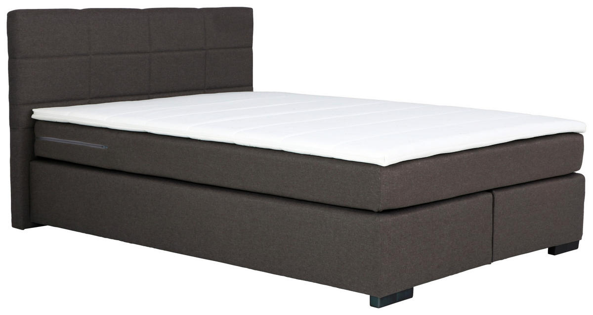 BOXSPRINGBETT 140/200 cm  in Anthrazit  - Anthrazit/Schwarz, MODERN, Kunststoff/Textil (140/200cm) - MID.YOU
