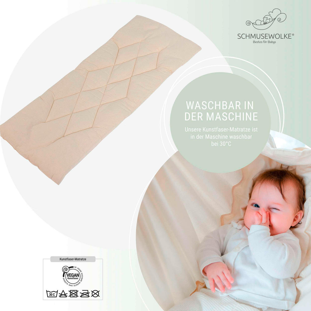 MATRATZE FÜR FEDERWIEGE   - Beige, Basics, Textil (85/28/4cm) - SCHMUSEWOLKE
