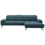 ECKSOFA in Echtleder Blau  - Blau/Schwarz, Design, Leder/Metall (332/193cm) - Dieter Knoll