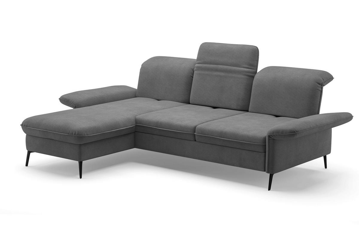 ECKSOFA in Flachgewebe Grau  198/264 cm  - Schwarz/Grau, KONVENTIONELL, Textil/Metall (198/264cm) - Sit & More