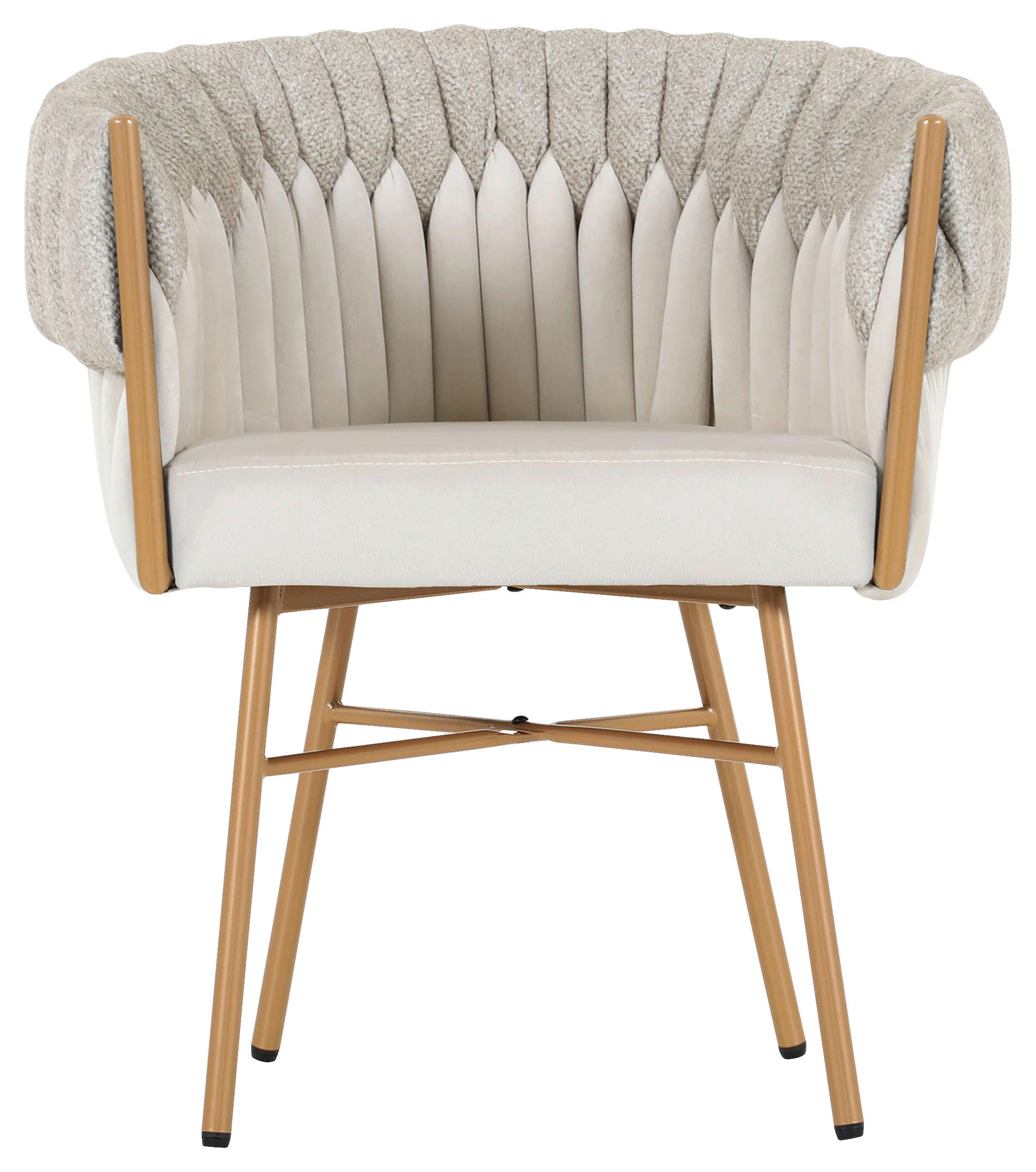 STOLIČKA S PODRÚČKAMI, zamat, velúr, béžová - zlatá/béžová, Design, kov/textil (65/76/60cm) - Ambia Home