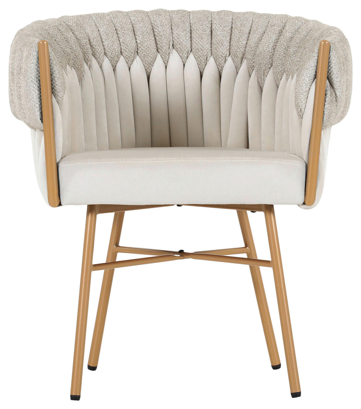 STOLIČKA S PODRÚČKAMI, zamat, velúr, béžová - zlatá/béžová, Design, kov/textil (65/76/60cm) - Ambia Home