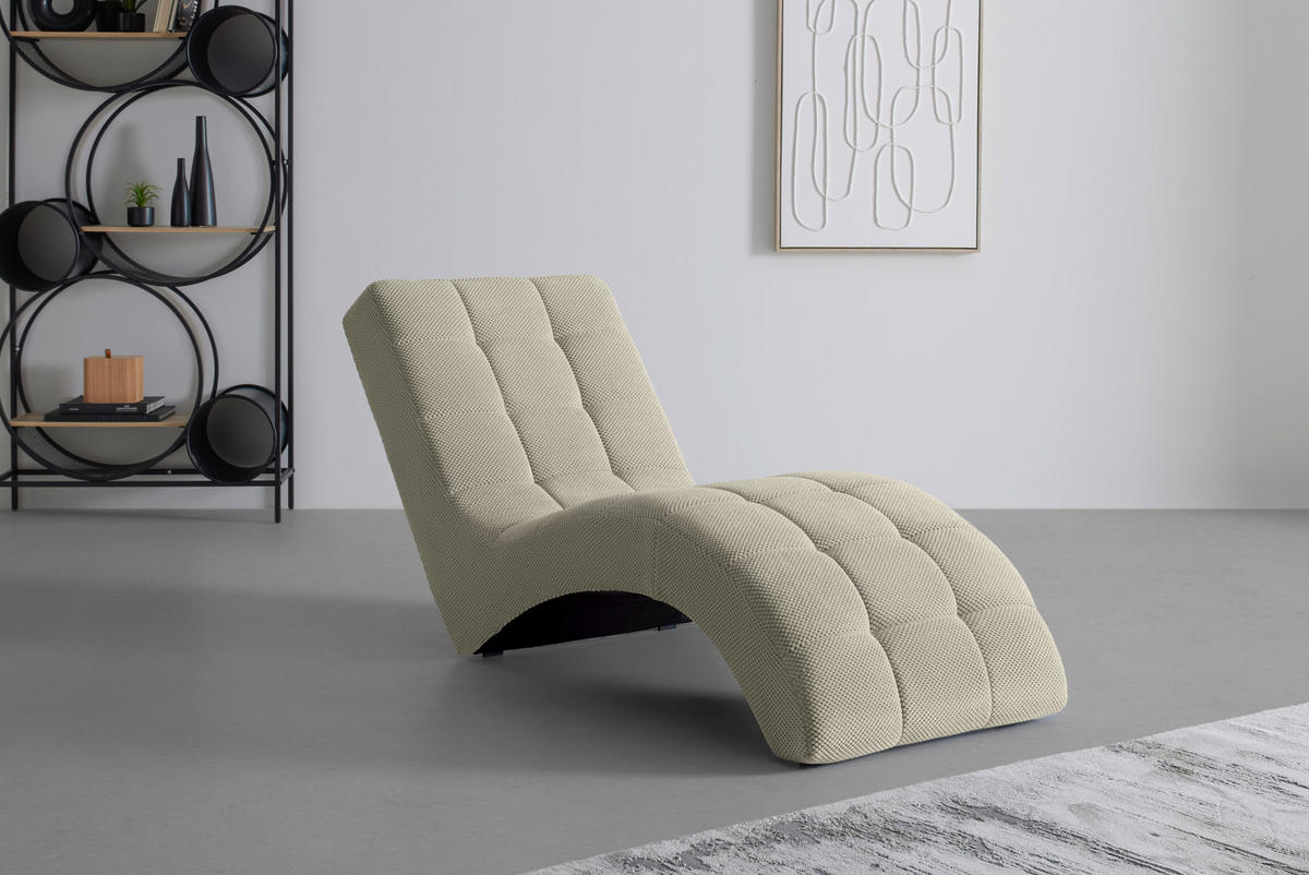 LIGGFÅTÖLJ i vävt tyg beige  - beige/svart, Modern, textil/plast (68/80/167cm) - MID.YOU