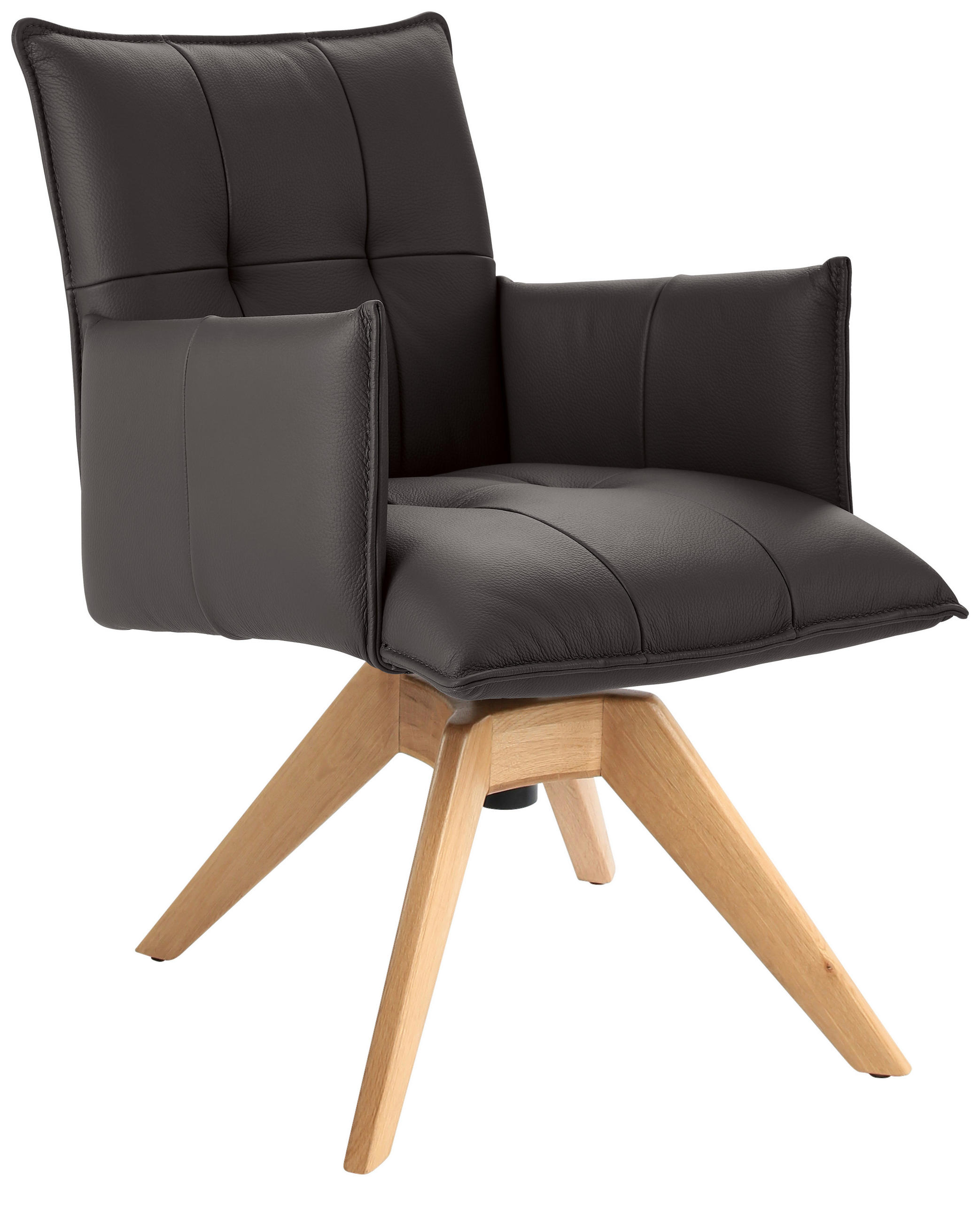 ARMLEHNSTUHL  in Echtleder pigmentiert  - Eichefarben/Dunkelbraun, Design, Leder/Holz (86/57/65cm) - Valnatura