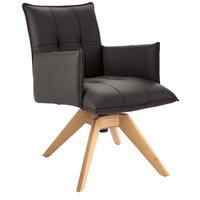 ARMLEHNSTUHL  in Echtleder pigmentiert  - Eichefarben/Dunkelbraun, Design, Leder/Holz (86/57/65cm) - Valnatura