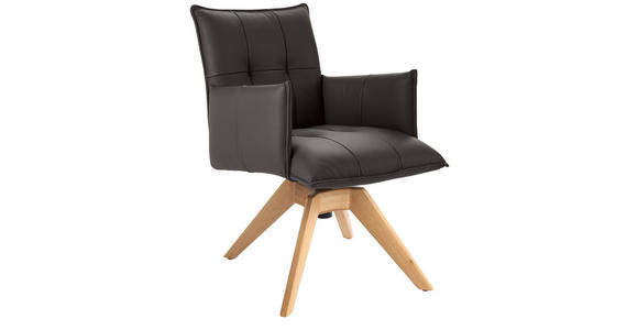 ARMLEHNSTUHL in Echtleder pigmentiert - Eichefarben/Dunkelbraun, Design, Leder/Holz (86/57/65cm) - Valnatura