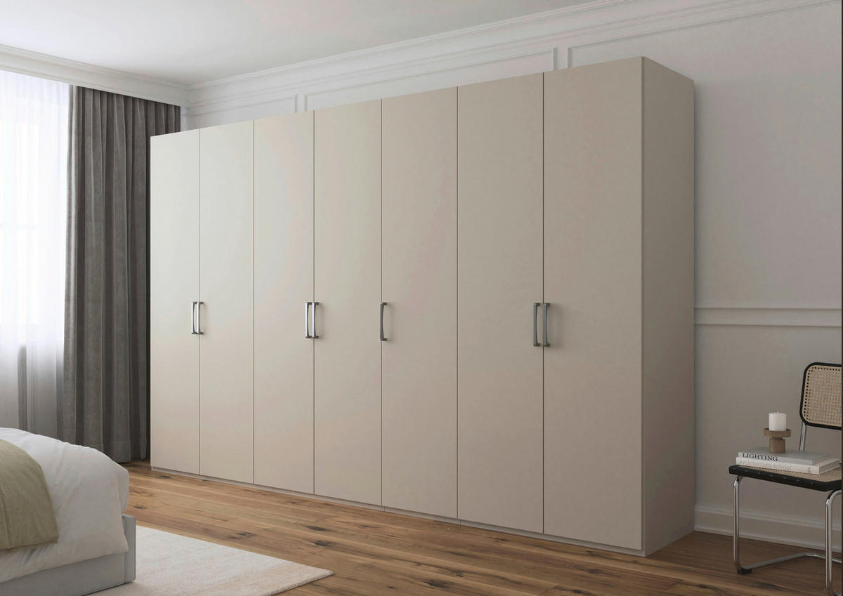 DREHTÜRENSCHRANK 350/235/60 cm,  in Champagner, 7-türig  - Edelstahlfarben/Champagner, Basics, Holzwerkstoff/Metall (350/235/60cm) - Novel