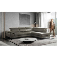 ECKSOFA  in Lederlook Echtleder Schlammfarben  - Schlammfarben/Schwarz, Design, Leder/Textil (274/220cm) - Livetastic