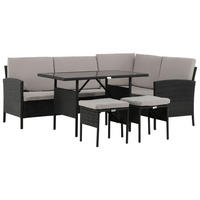 DINING-LOUNGESET  - Schwarz/Grau, KONVENTIONELL, Kunststoff - Gardenson