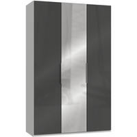 DREHTÜRENSCHRANK in Grau, Weiss  - Chromfarben/Weiss, Modern, Glas/Holzwerkstoff (150/236/58cm) - MID.YOU