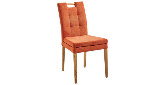 STUHL Webstoff Orange, Eichefarben  - Eichefarben/Orange, KONVENTIONELL, Holz/Textil (47/91,5/59cm) - Cantus