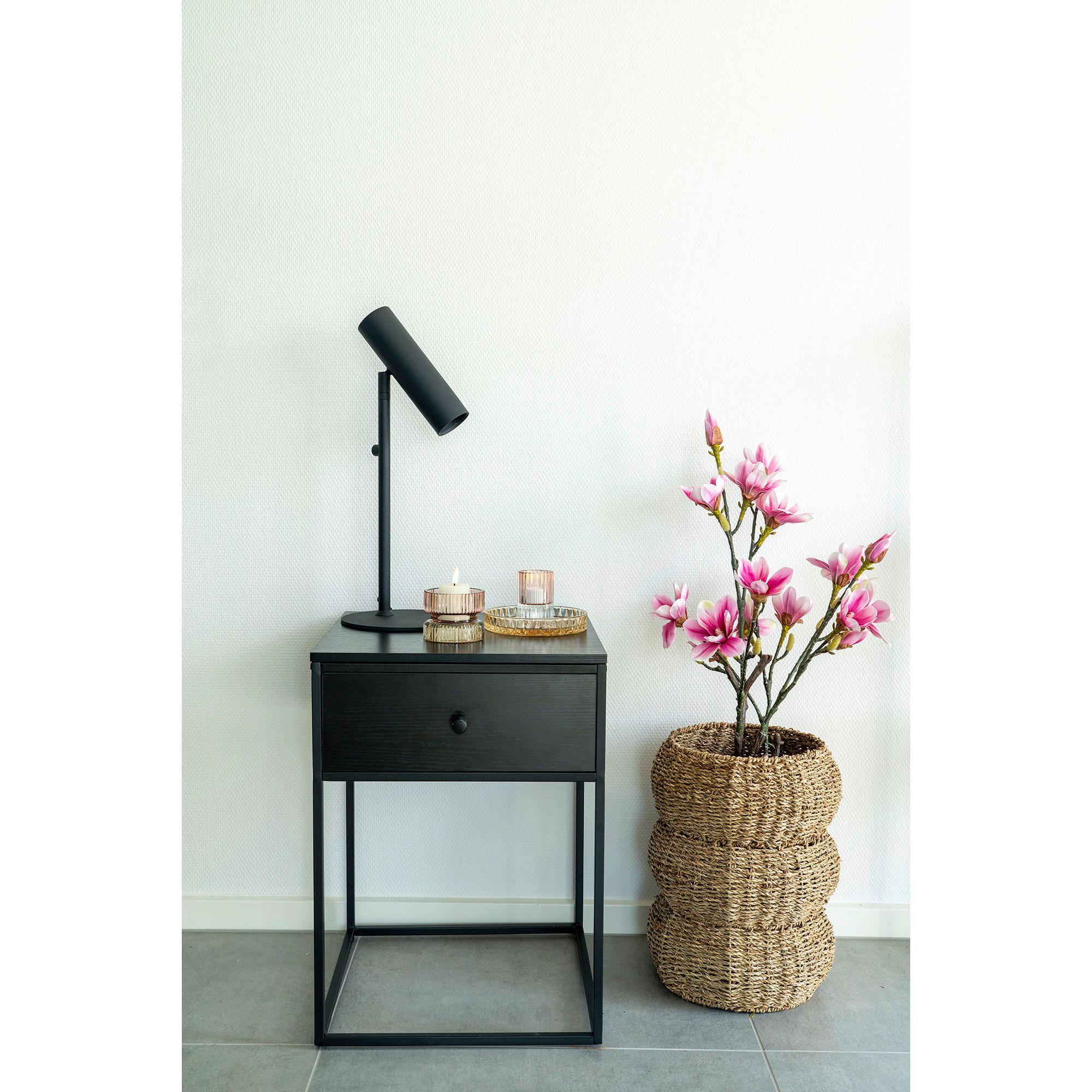 KUNSTPFLANZE Magnolie 75 cm  - Schwarz/Rosa, Basics, Kunststoff (75cm)