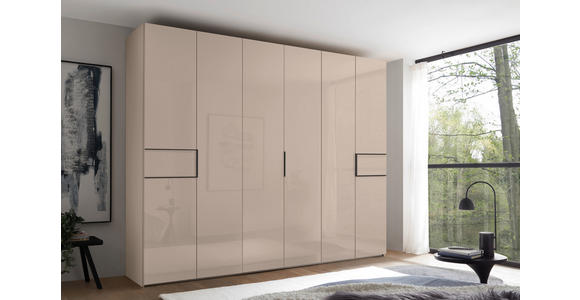 DREHTÜRENSCHRANK 298/222/63 cm,  in Elfenbein, 6-türig  - Elfenbein/Schwarz, Design, Glas/Holzwerkstoff (298/222/63cm) - Dieter Knoll