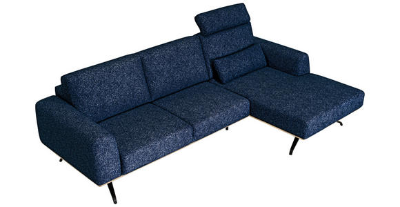 ECKSOFA in Struktur Blau  - Blau/Schwarz, Design, Textil/Metall (262/157cm) - Novel