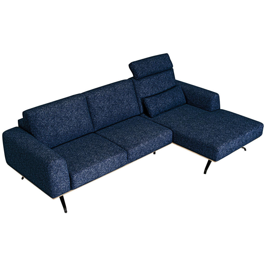 Thumbnail - Novel Ecksofa, Blau, Textil, 3-Sitzer, Füllung: Schaumstoffflocken, Ottomane rechts, L-Form, 262x157 cm, Stoffauswahl, s...