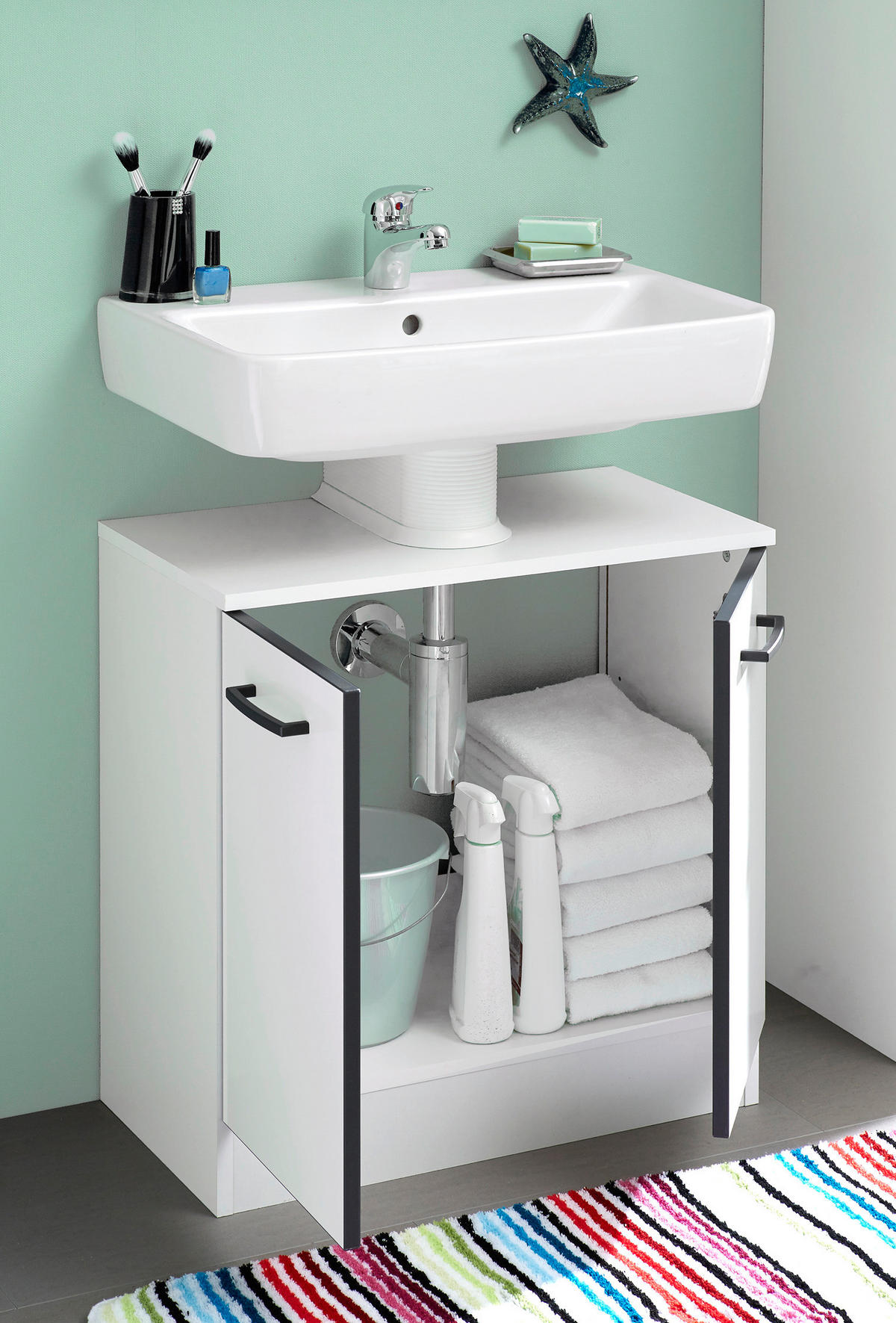 HOCHSCHRANK 30/195,5/33 cm  - Weiss/Anthrazit, Konventionell, Glas/Holzwerkstoff (30/195,5/33cm) - Xora