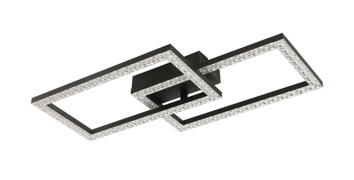 STROPNÍ LED SVÍTIDLO, 50/28/7 cm - černá, Basics, kov/plast (50/28/7cm) - Novel