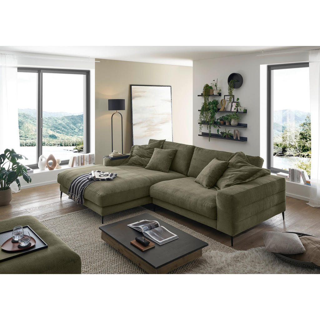 Thumbnail - Dieter Knoll Ecksofa, Gelb, Grün, Textil, 3-Sitzer, Ottomane links, 293x207 cm, Goldenes M, Oeko-Tex® Standard 100, DGM-...