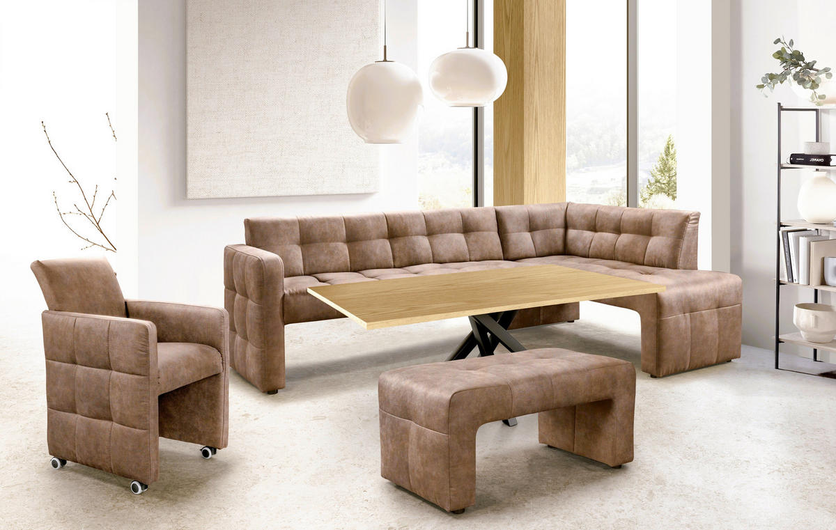 KLUPA KUTNA  konjak  drvo, tekstil, drvni materijal      - konjak/crna, Moderno, drvni materijal/drvo (245/157cm) - Livetastic