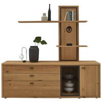 WOHNWAND  in Eichefarben 208/202/45 cm  - Dunkelgrau/Eichefarben, Design, Glas/Holz (208/202/45cm) - Valnatura