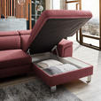 ECKSOFA inkl. Funktionen Hellrot Webstoff  - Hellrot/Silberfarben, Design, Textil/Metall (250/167cm) - Xora