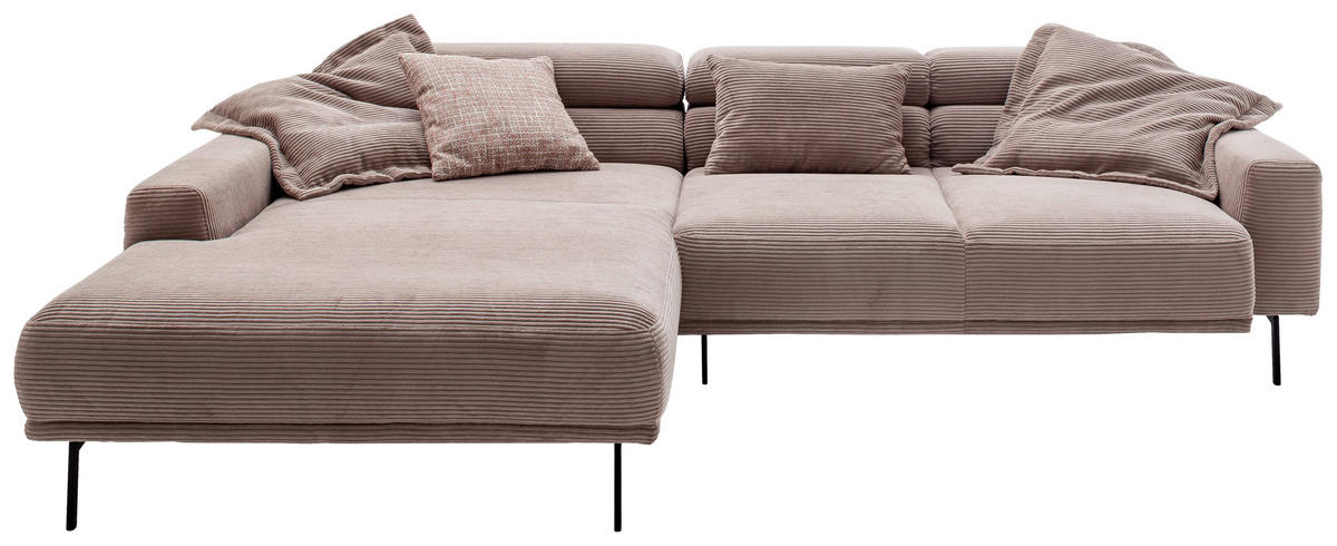 ECKSOFA  in Cord Taupe  215-217/293 cm  - Taupe/Schwarz, Design, Textil/Metall (215-217/293cm) - Schöner Wohnen