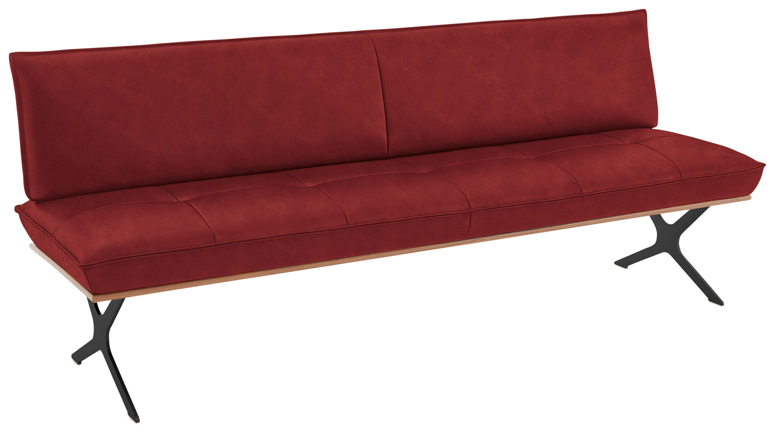 SITZBANK 214/88/66 cm  in Rot, Schwarz  - Rot/Schwarz, Design, Leder/Holz (214/88/66cm) - Koinor