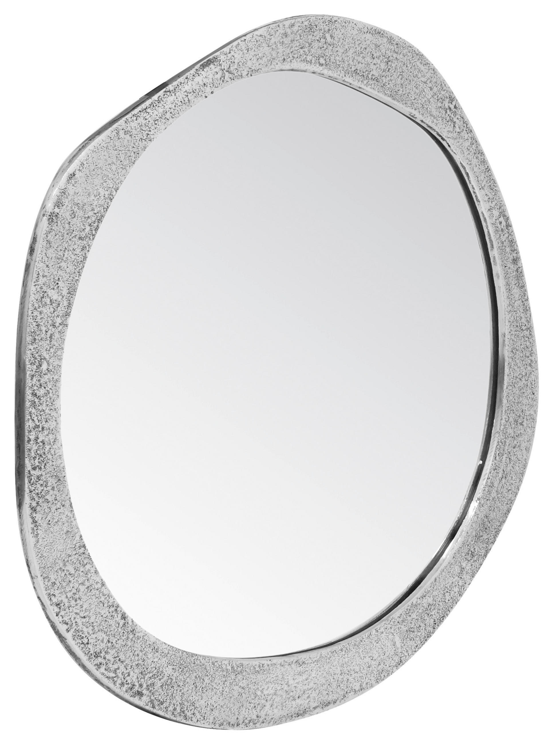 WANDSPIEGEL 57/56/0 cm    in wellenförmig  - Silberfarben, KONVENTIONELL, Glas/Metall (57/56/0cm)