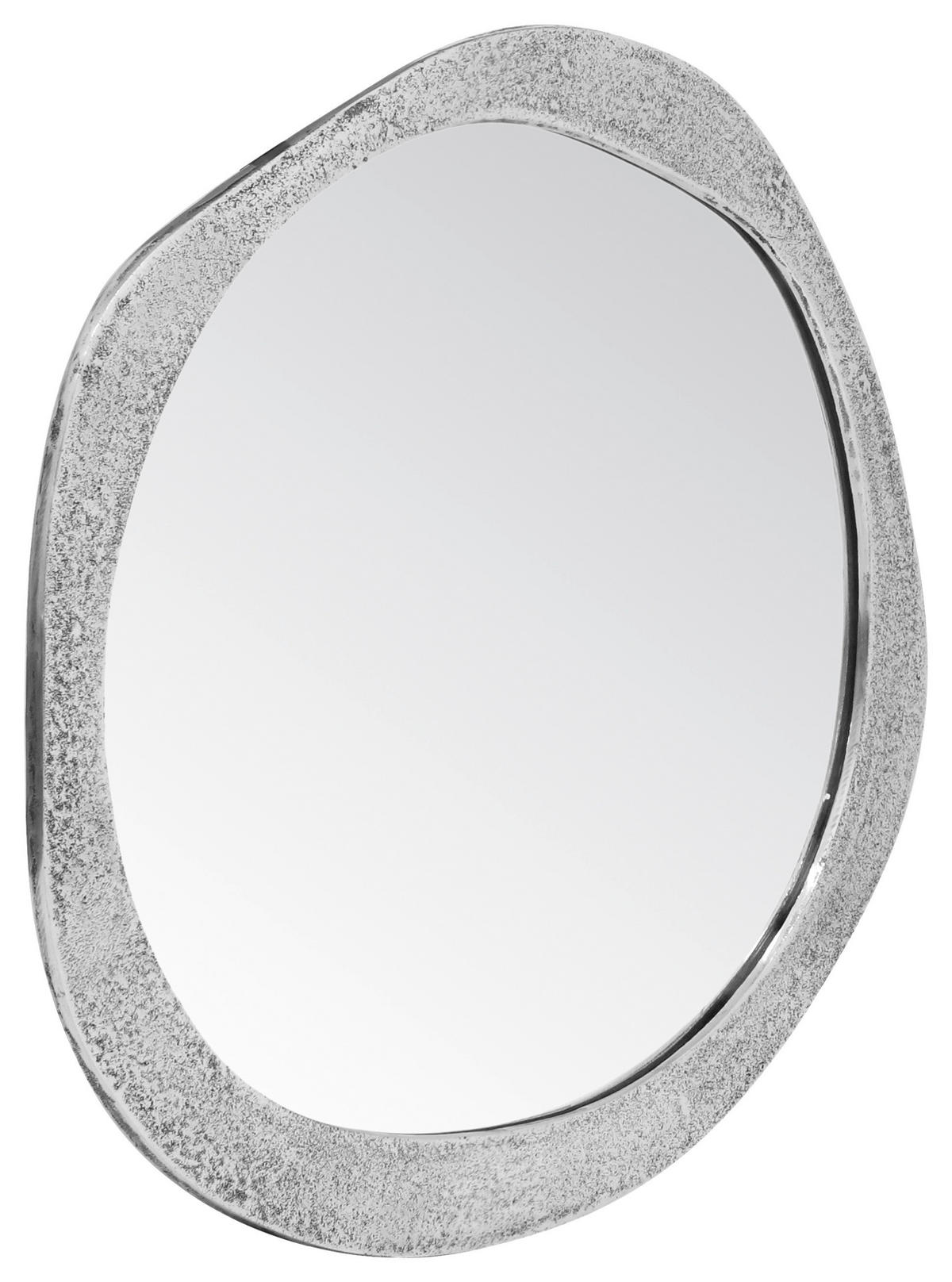 WANDSPIEGEL 57/56/2 cm    in wellenförmig  - Silberfarben, KONVENTIONELL, Glas/Metall (57/56/2cm)