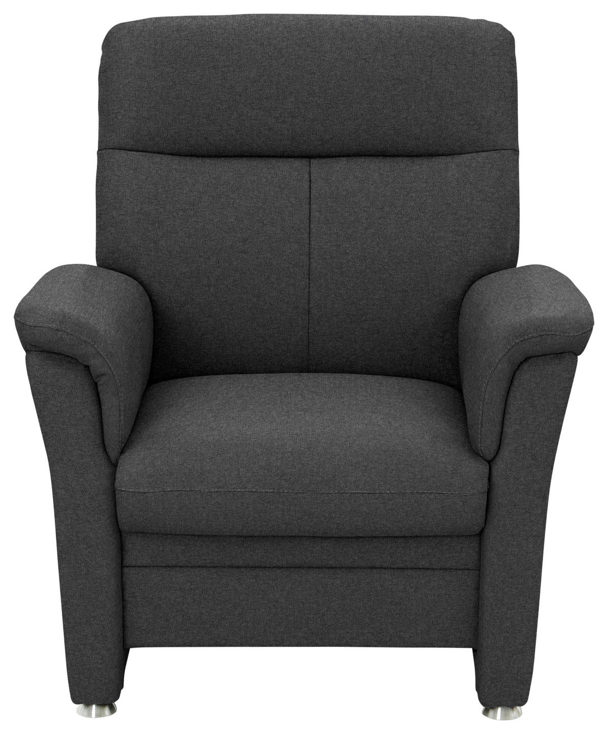 SESSEL in Flachgewebe Dunkelgrau  - Dunkelgrau/Alufarben, KONVENTIONELL, Textil/Metall (90/100/89cm) - Beldomo Comfort
