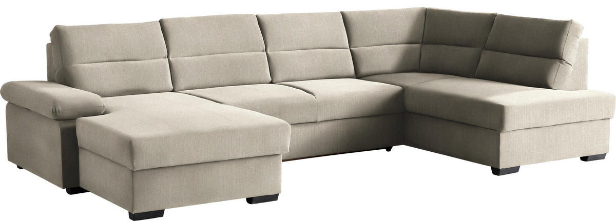 WOHNLANDSCHAFT in Webstoff Beige  - Dunkelbraun/Beige, Konventionell, Kunststoff/Textil (166/319/183cm) - Cantus