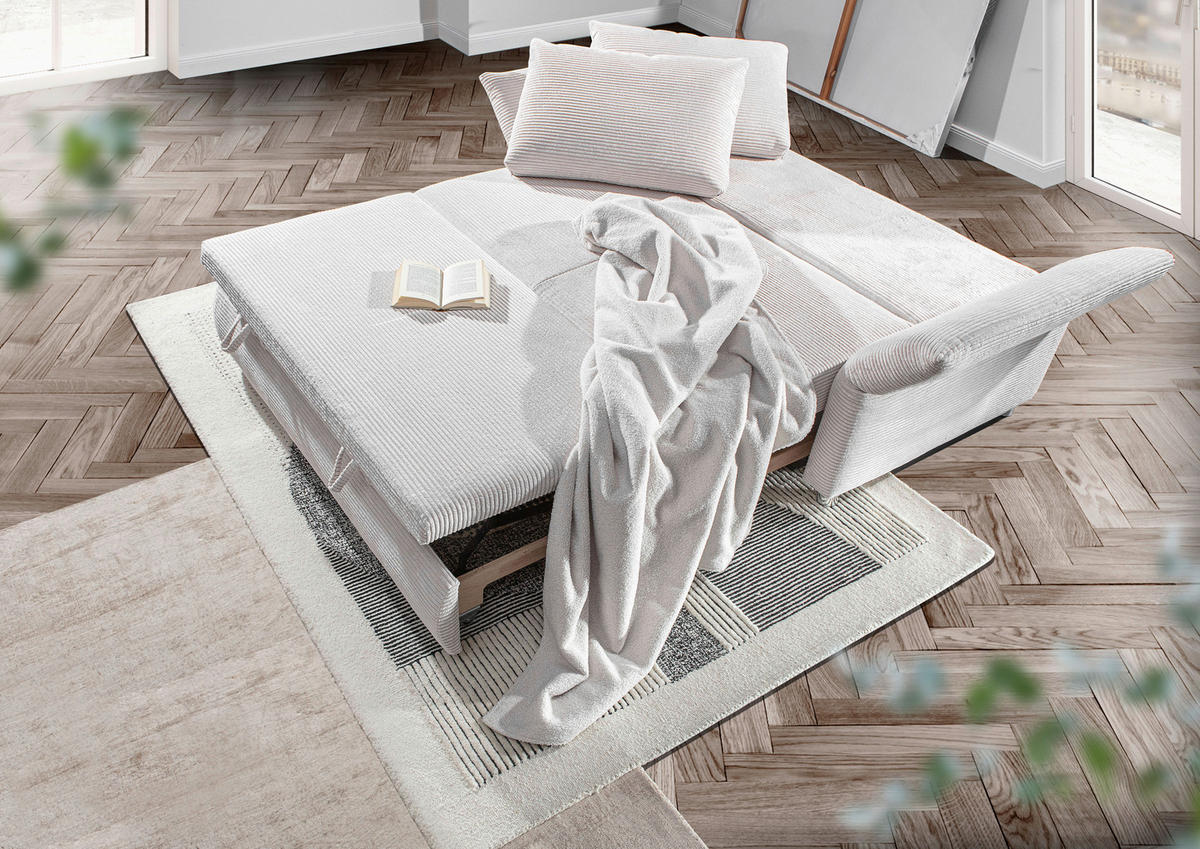 BÄDDSOFFA i manchester cremefärgad  - kromfärg/cremefärgad, Design, textil/plast (176/81/98cm) - MID.YOU