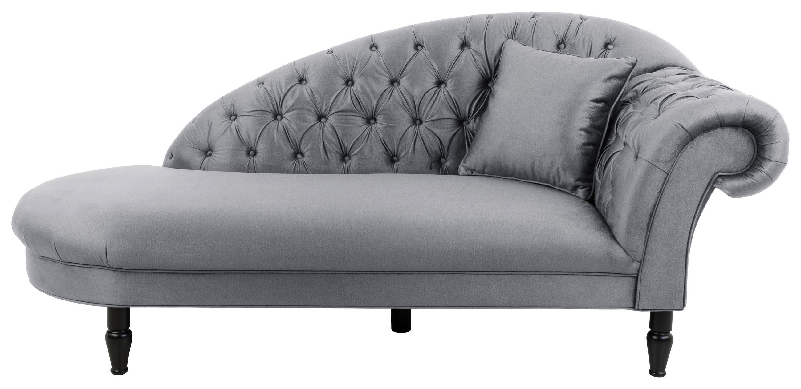 RÉCAMIERE Grau Velours  - Schwarz/Grau, Design, Holz/Textil (103/91/216cm) - MID.YOU