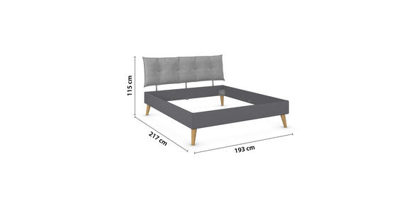 BETT 180/200 cm  in Grau  - Wildeiche/Grau, Design, Holz/Holzwerkstoff (180/200cm) - Carryhome