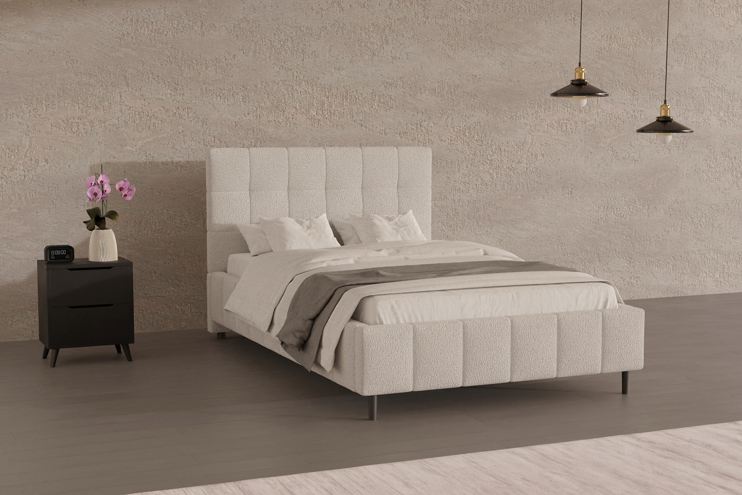 POLSTERBETT 140/200 cm  in Naturfarben  - Schwarz/Naturfarben, Modern, Holz/Textil (140/200cm) - MID.YOU