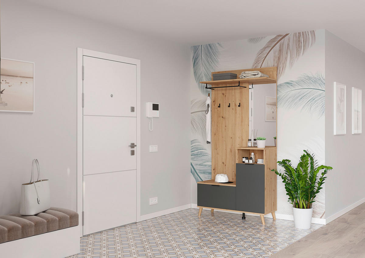 GARDEROBE  in 100/204/40 cm  - Graphitfarben/Eiche Artisan, Design, Glas/Holzwerkstoff (100/204/40cm) - home24