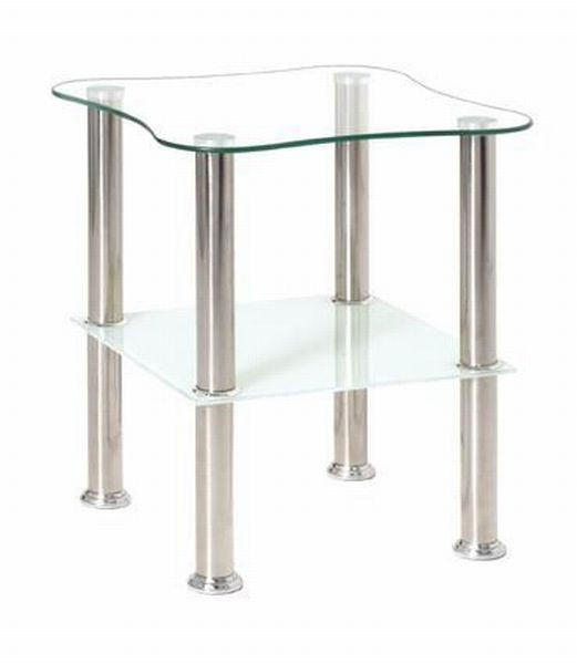 POMOĆNI STOLIĆ bijela, boje oplemenjenog čelika  metal, staklo   - bijela/boje oplemenjenog čelika, Design, staklo/metal (40/47/40cm) - Boxxx