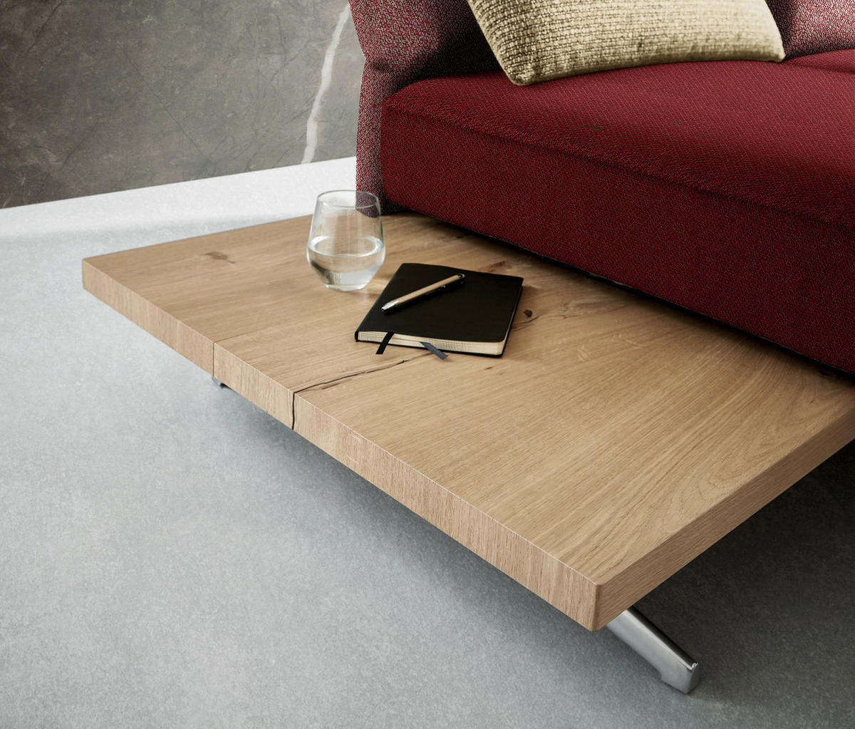 ECKSOFA in Flachgewebe Rot  - Chromfarben/Rot, Design, Holz/Textil (240/132cm) - Koinor